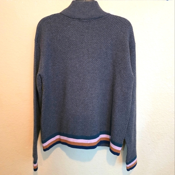 Title Nine Woolicious Waffle 1/4 Zip Pullover Sweater Stripe M - Picture 7 of 7